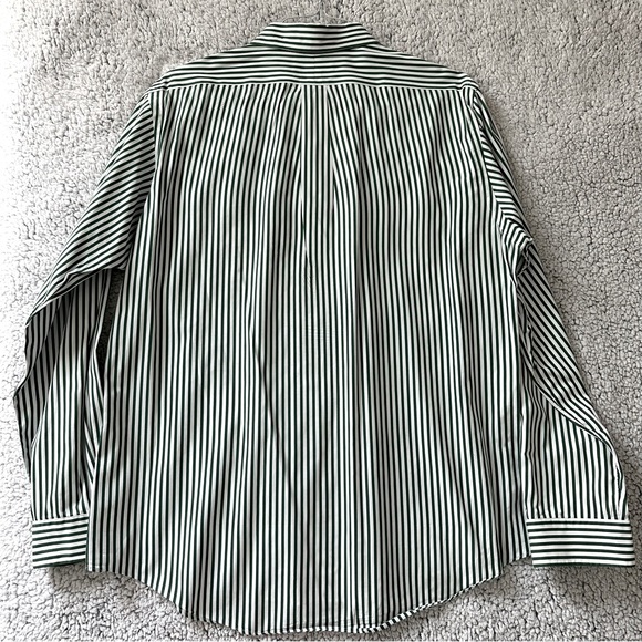 Ralph Lauren green & white stripe button down long sleeve collared shirt size XL - Picture 6 of 10